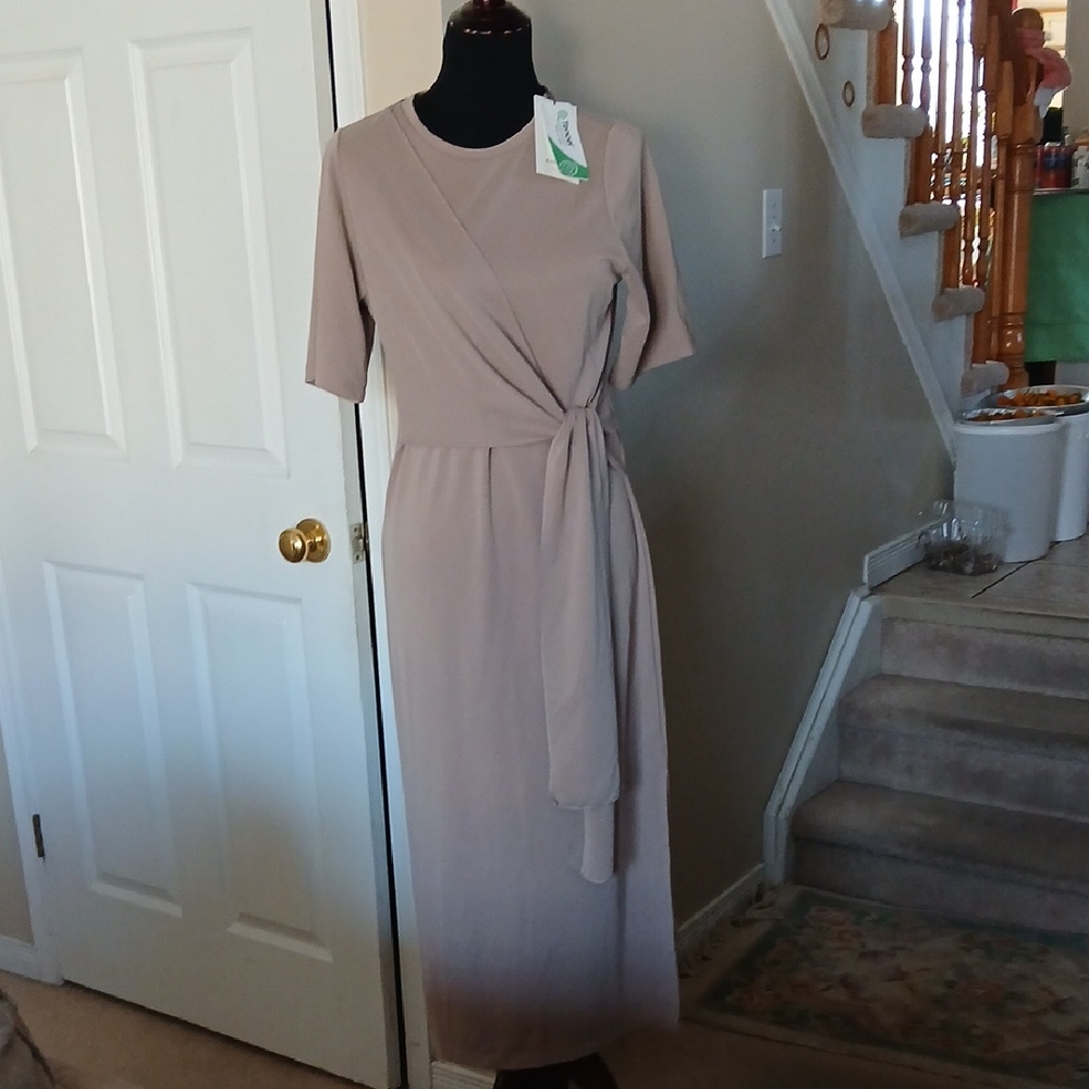 Chic Taupe Long Sleeve Dress